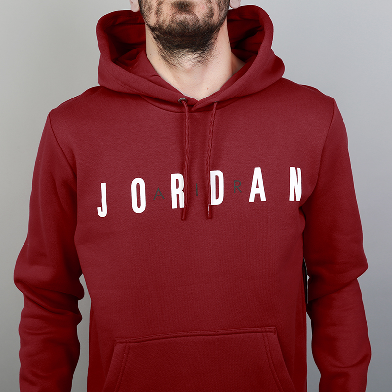мужская бордовая толстовка Jordan Sportswear Flight Fleece Hoodie AH4509-687 - цена, описание, фото 3